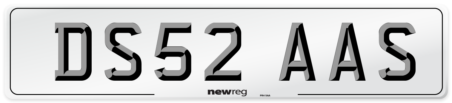 DS52 AAS Number Plate from New Reg